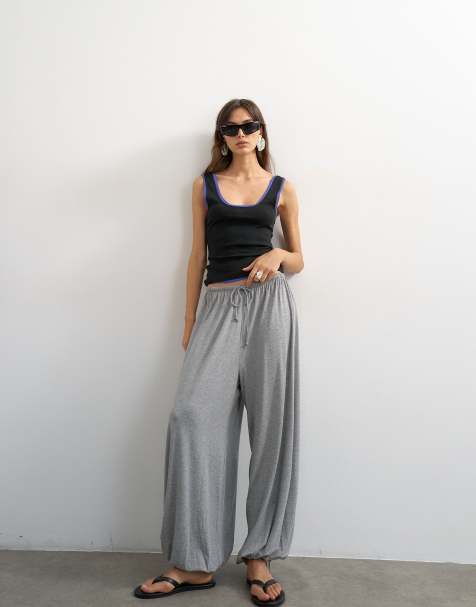 Topshop - Pantalon coupe ballon en jersey et viscose - Gris chiné - view 1