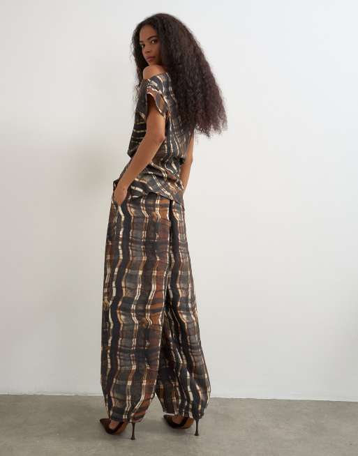 Topshop - pantalón de conjunto plisado a cuadros, 4 de 5