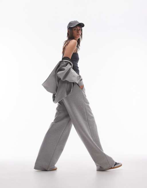 Topshop - Pantalon de jogging d'ensemble ample en néoprène - Gris