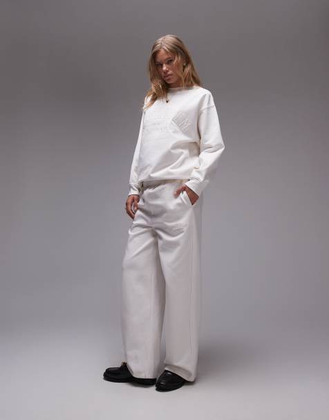 Topshop - Pantalon de jogging droit d'ensemble à imprimé Stockholm - Écru - view 1
