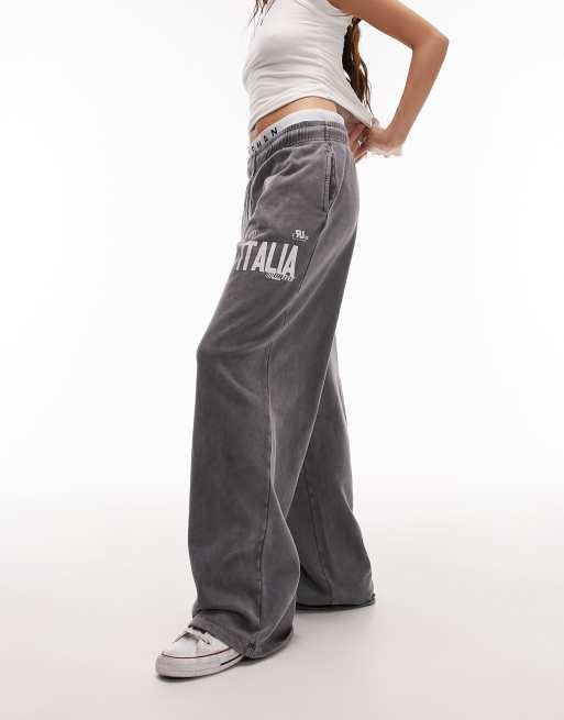 Topshop - Pantalon de jogging large à imprimé Italia - Gris délavé, 2 de 4