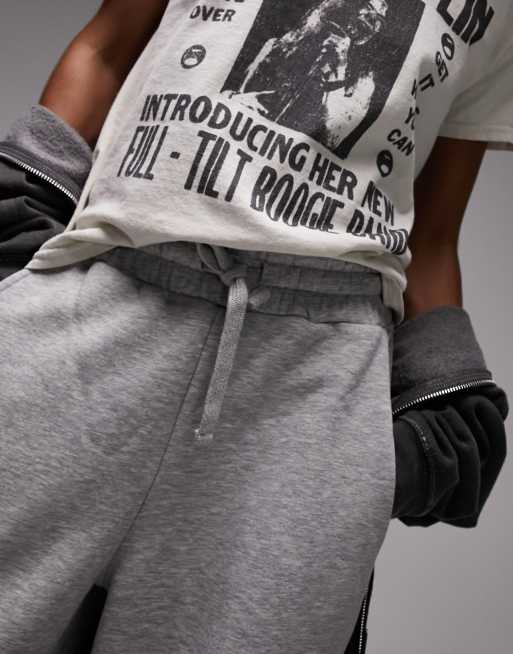Topshop - Pantalon de jogging large de qualité supérieure avec ourlets retroussés - Gris, 3 de 4