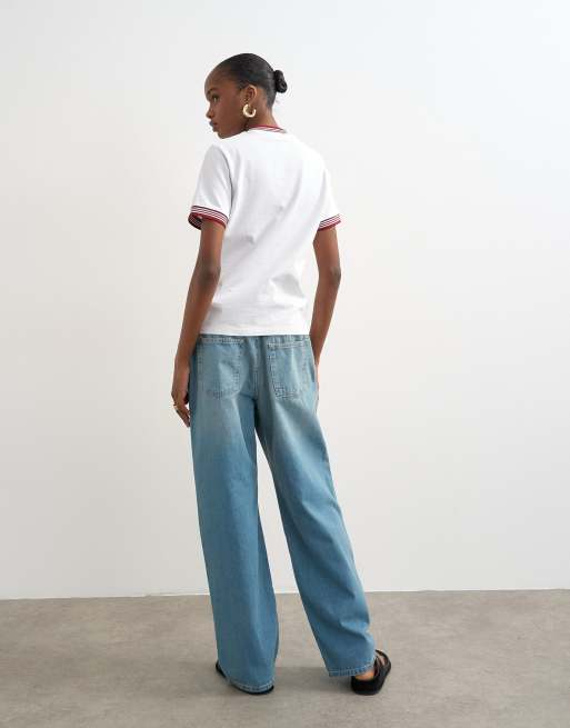 Topshop - Pantalon de jogging léger en jean - Bleu moyen, 2 de 7