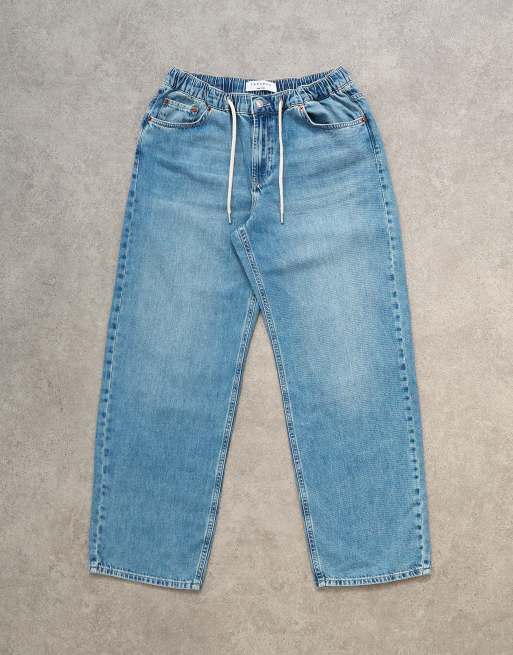Topshop - Pantalon de jogging léger en jean - Bleu moyen, 6 de 7