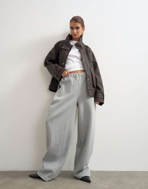 Topshop pantalon de jogging plissé taille haute gris chiné, 4 de 5