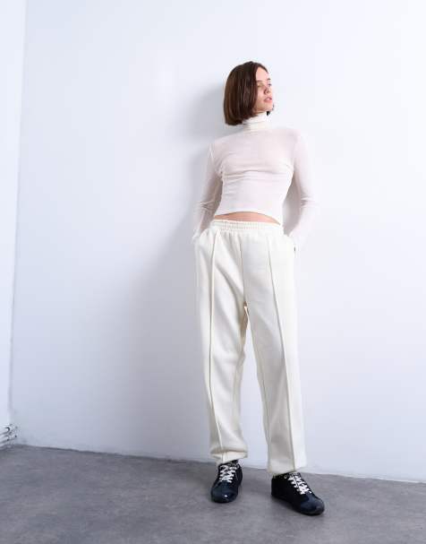 Topshop - Pantalon de jogging resserré aux chevilles à plis nervurés - Écru - view 1