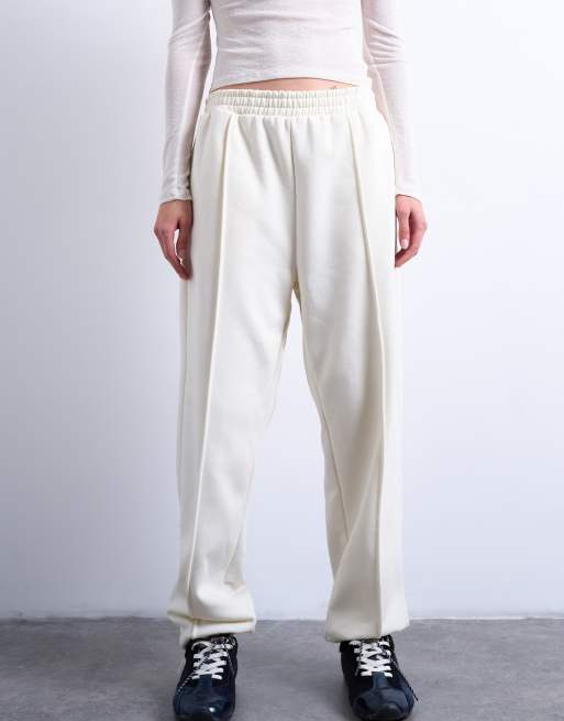 Topshop - Pantalon de jogging resserré aux chevilles à plis nervurés - Écru, 2 de 5
