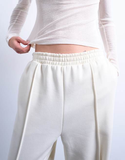 Topshop - Pantalon de jogging resserré aux chevilles à plis nervurés - Écru, 3 de 5