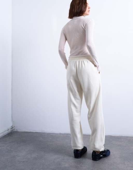 Topshop - Pantalon de jogging resserré aux chevilles à plis nervurés - Écru, 4 de 5