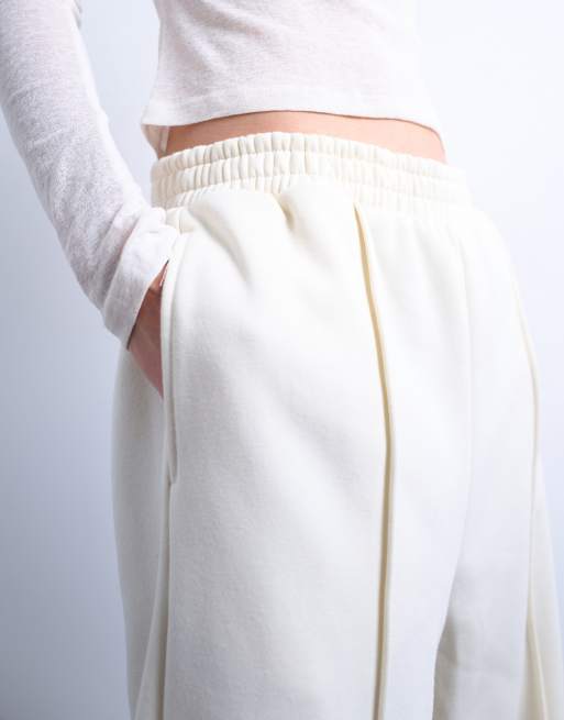 Topshop - Pantalon de jogging resserré aux chevilles à plis nervurés - Écru, 5 de 5