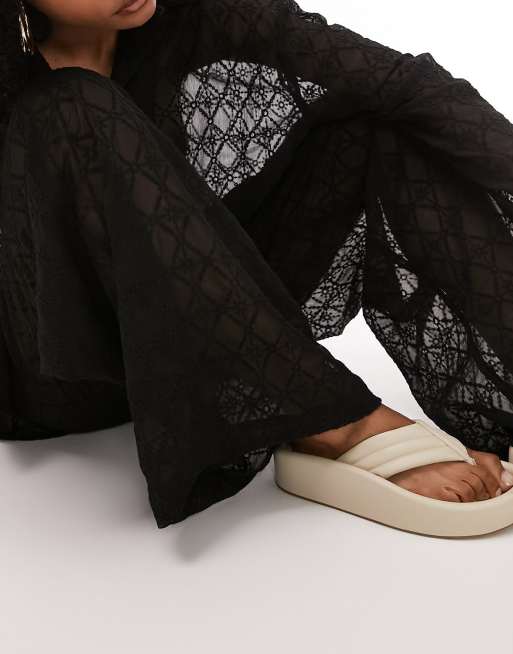 Topshop - Pantalon de plage d'ensemble en mousseline avec broderies - Noir, 3 de 4