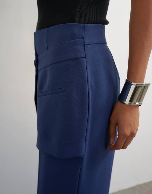 Topshop pantalon de tailleur à détail jupe bleu marine, 4 de 5