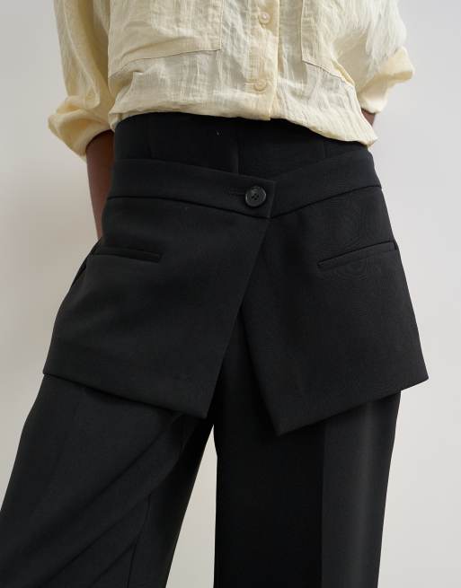 Topshop pantalon de tailleur avec détail jupe noir, 2 de 5