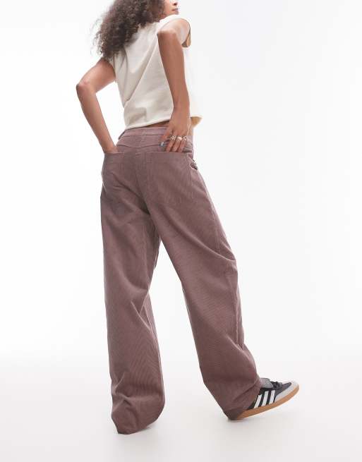 Topshop - Pantalon décontracté ajusté en velours côtelé - Vieux rose, 3 de 5
