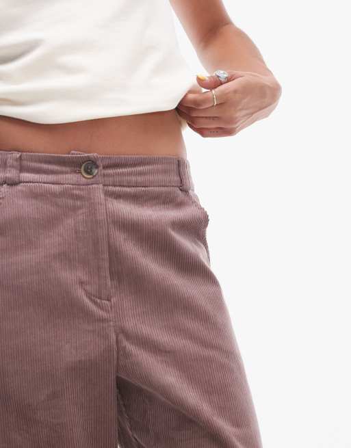 Topshop - Pantalon décontracté ajusté en velours côtelé - Vieux rose, 4 de 5
