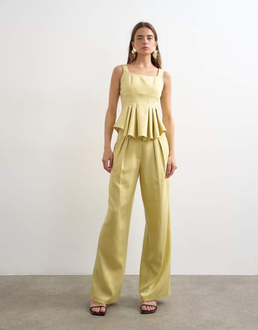 Topshop - Pantalon d'ensemble ample et élégant à pinces - Babeurre, 3 de 5