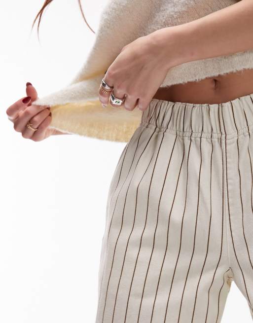 Topshop - Pantalon droit à enfiler à rayures - Écru, 3 de 5
