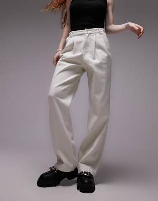 Pantalon En Crêpe Rouge Topshop - Taille 4 - Coupe Tapered - Occasion Très Bon état