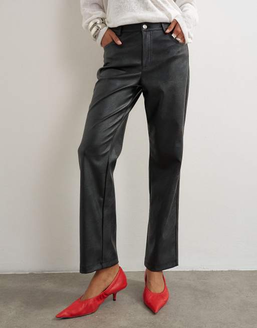 Topshop pantalon droit en imitation cuir noir, 5 de 5
