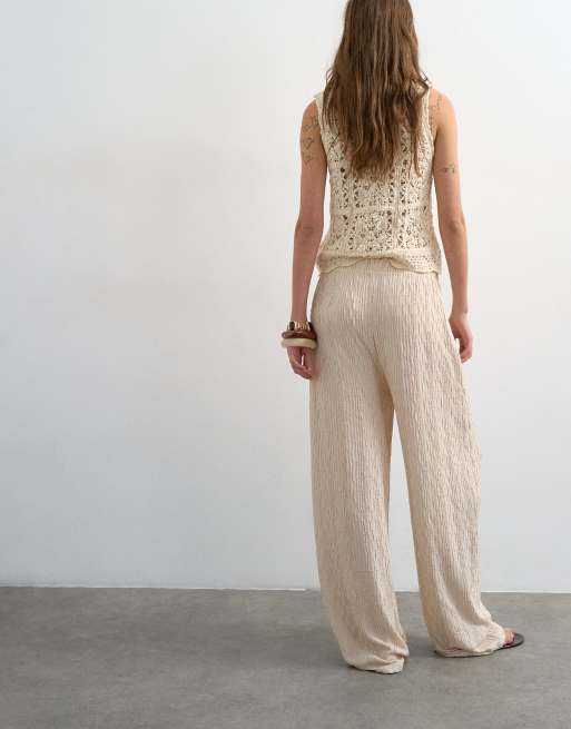 Topshop pantalon droit en jersey plissé couleur pierre, 5 de 5