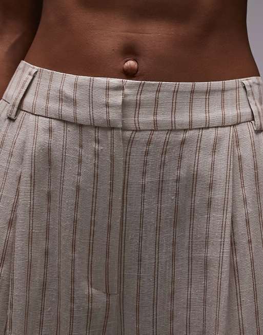 Topshop - Pantalon en lin rayé - Écru, 3 de 5