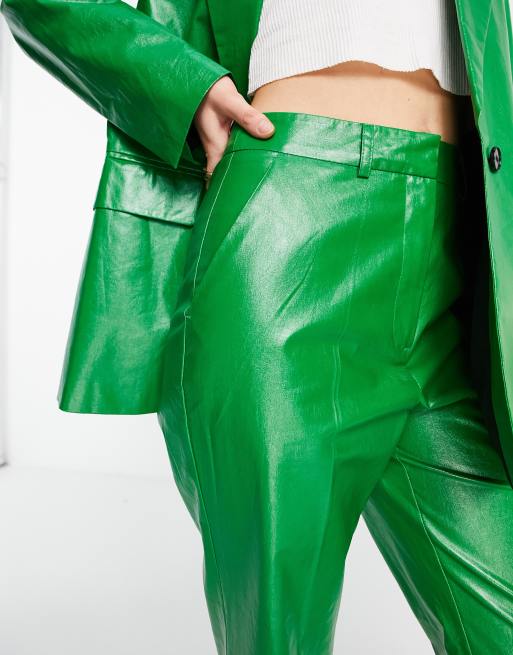 Topshop Pantalon enduit Vert ASOS