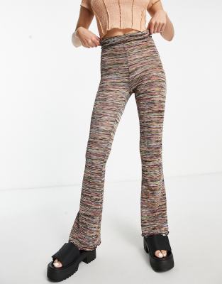 Topshop - Pantalon évasé à rayures style années 2000 - Multicolore | ASOS