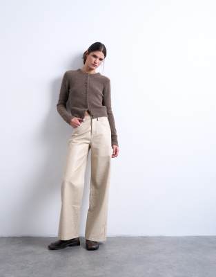 Pantalon évasé en similicuir - Écru-Blanc 38