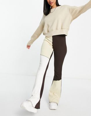 Pantalons et leggings Topshop - Pantalon évasé style patchwork contrasté - Multicolore