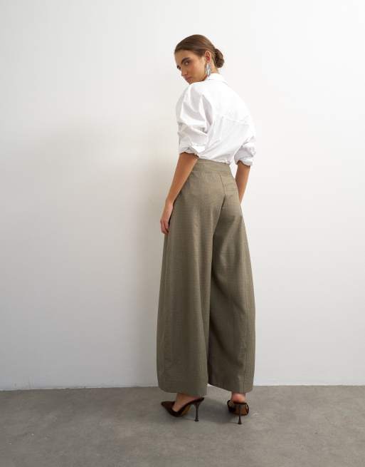 Topshop pantalon fluide à jambe large en taupe chiné, 2 de 5