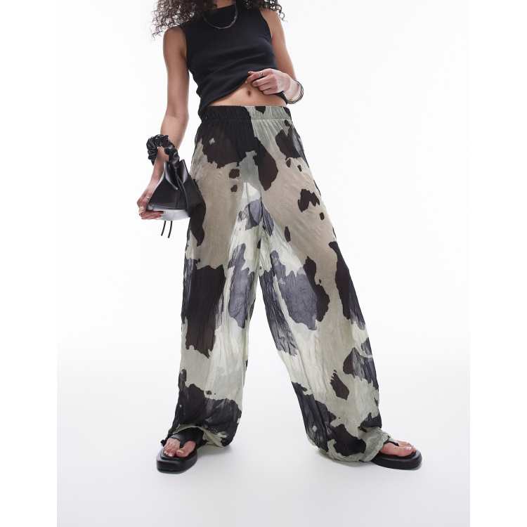 Topshop Pantalon froisse transparent a imprime vache Multicolore ASOS