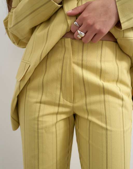 Topshop - Pantalon habillé d'ensemble épuré à rayures - Jaune, 3 de 5
