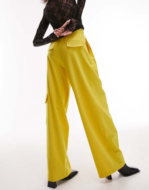 Topshop - Pantalon habillé style fonctionnel - Jaune acide, 2 de 4