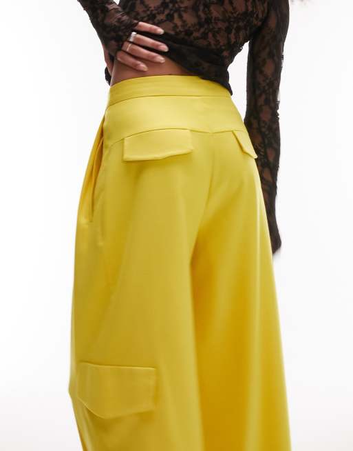 Topshop - Pantalon habillé style fonctionnel - Jaune acide, 3 de 4