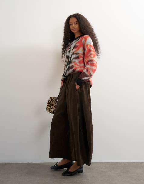Topshop pantalon horseshoe en simili cuir marron - view 1