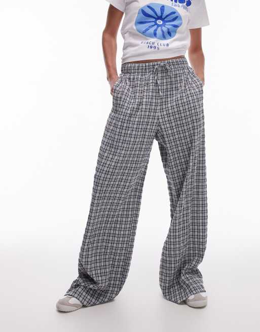 Topshop - Pantalon large à enfiler en crépon à carreaux