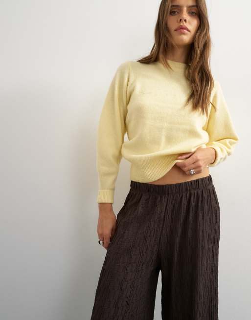 Topshop pantalon large en jersey plissé chocolat, 2 de 5