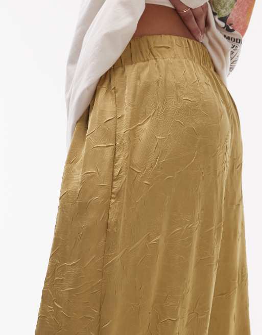 Topshop - Pantalon large en satin froissé - Champagne, 2 de 5