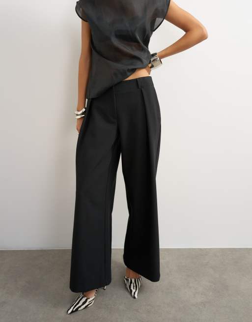 Topshop pantalon large taille basse à plis noir, 4 de 5