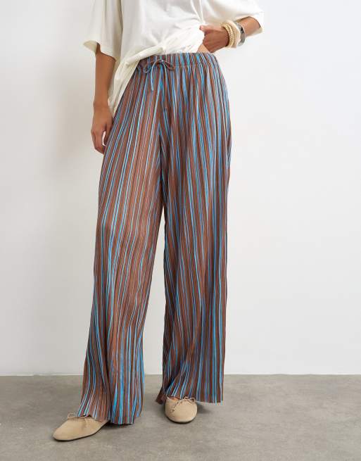 Topshop pantalon plissé à rayures marron, 2 de 5