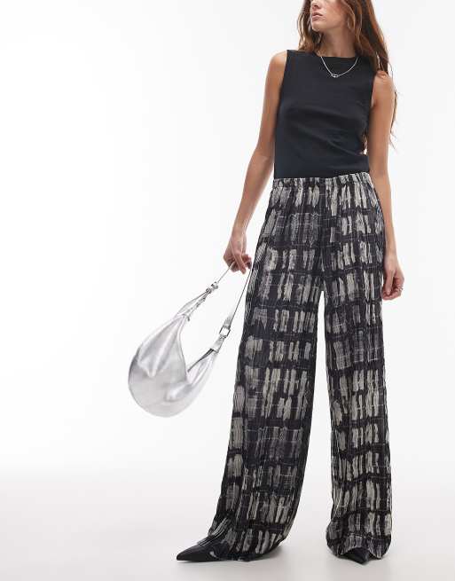 Topshop - Pantalon plissé ample à carreaux - Gris, 3 de 5