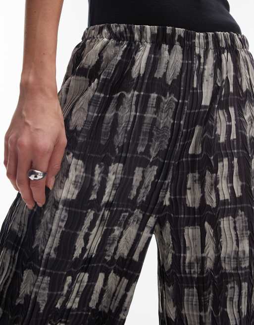 Topshop - Pantalon plissé ample à carreaux - Gris, 4 de 5