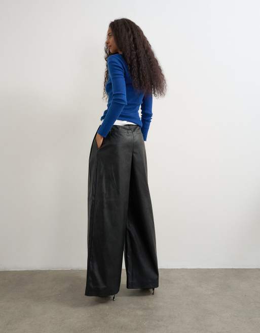 Topshop pantalon plissé en imitation cuir noir, 5 de 5