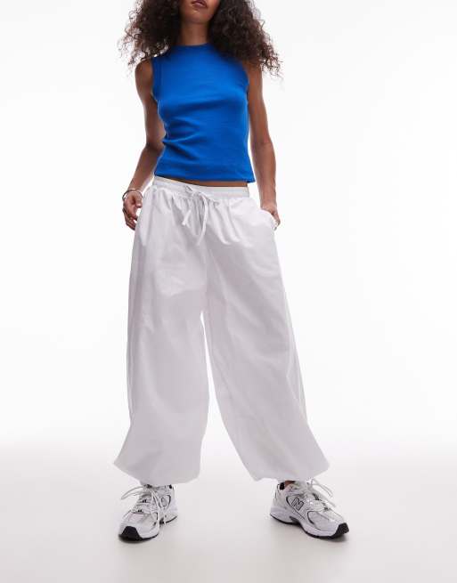 Topshop - Pantalon resserré aux chevilles en popeline - Blanc, 3 de 5