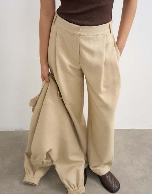 Topshop - Pantalon slim d'ensemble à coutures torsadées - Sable, 3 de 5
