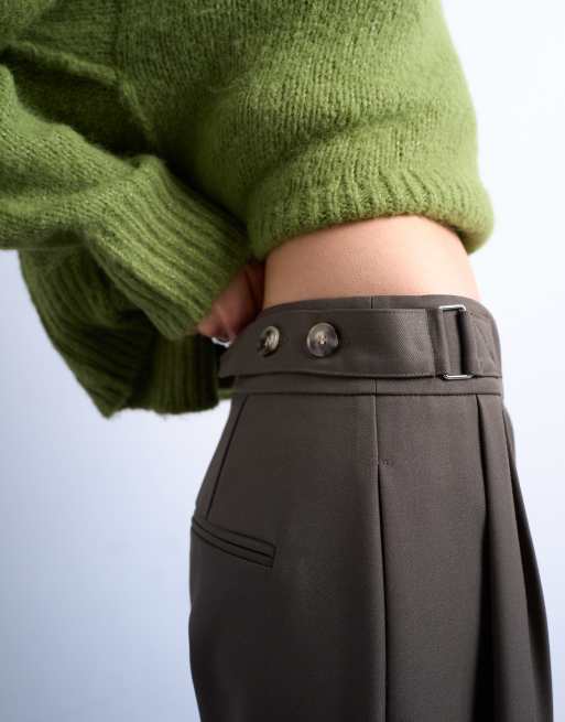 Topshop - Pantalon souple coupe large avec pattes de serrage - Olive, 2 de 5