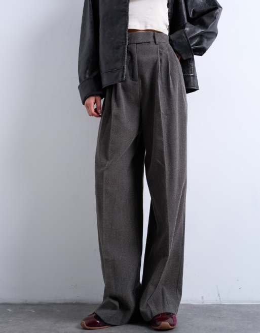 Topshop - Pantalon taille haute à doubles pinces et chevrons - Gris, 2 de 5