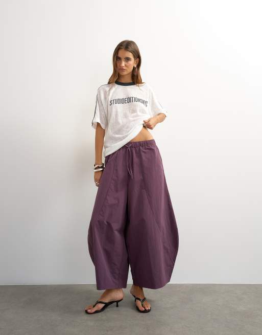 Topshop pantalon technique oversize à jambe ovoïde mi-long en figue, 5 de 5