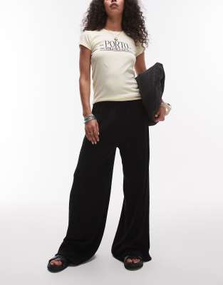 Topshop - Pantalon texturé ample - Noir