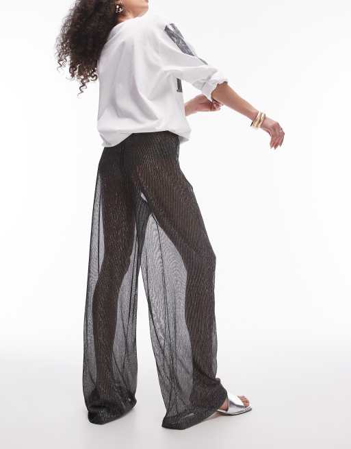 Topshop Pantalon transparent en lurex Noir ASOS